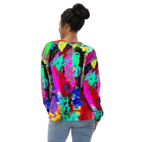 Graphic Sweatshirt for Women Red Multicolor Abstract Print