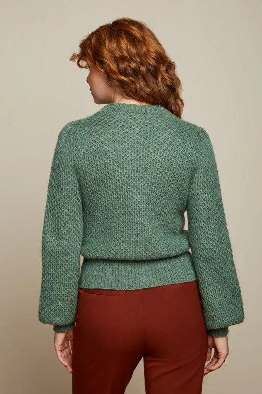 Groen vest met ballonmouwen | King Louie cardi V farfalle fir green