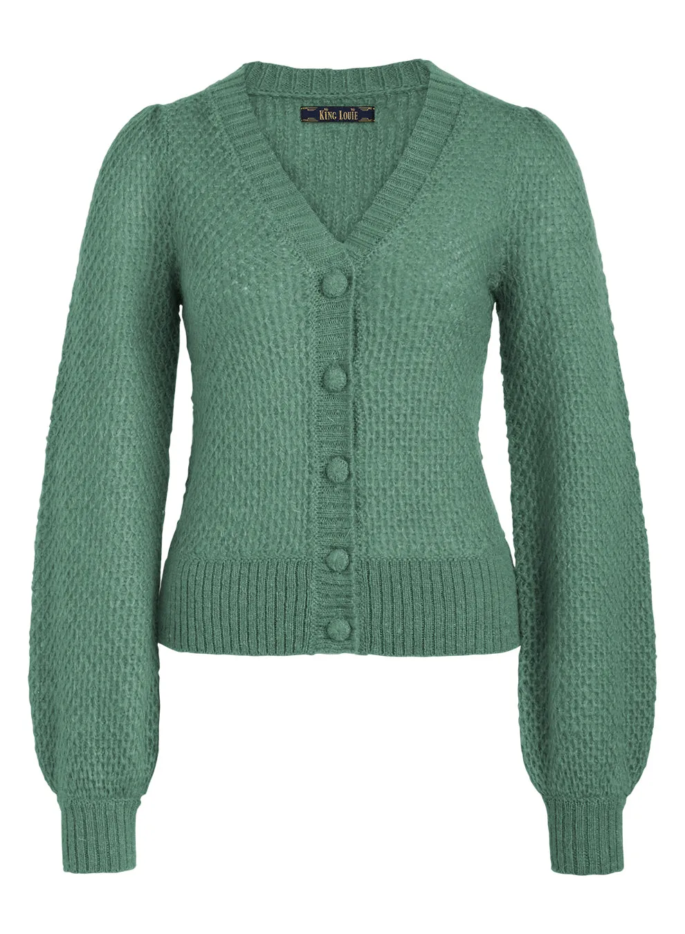 Groen vest met ballonmouwen | King Louie cardi V farfalle fir green