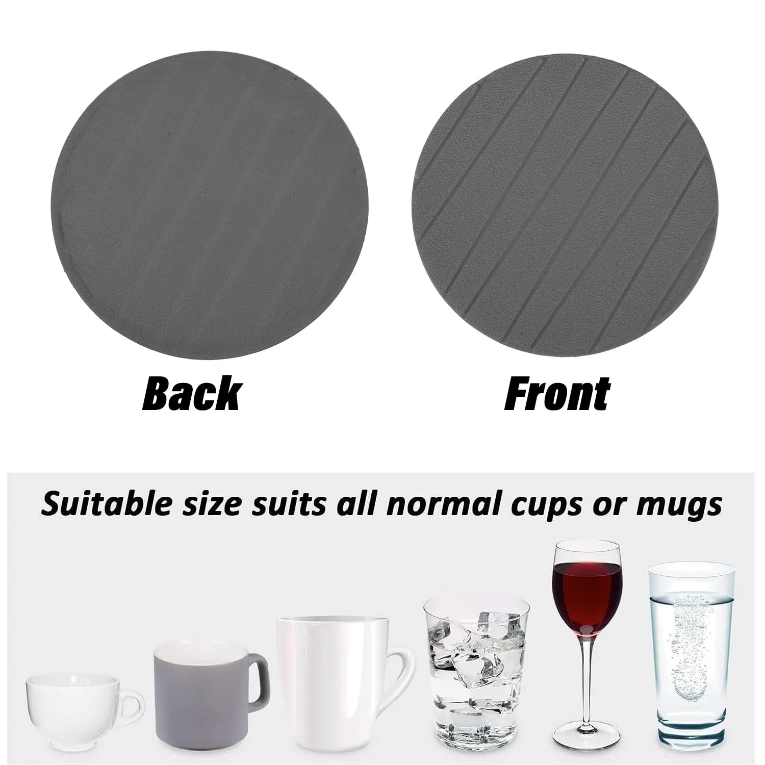 Heart Home Coaster | Round Drink Coasters | Foam Tea Coasters for Kitchen | Coasters for Dining Table | Office Desk Coasters | Lining Round Coaster | 6 Piece Set | Gray