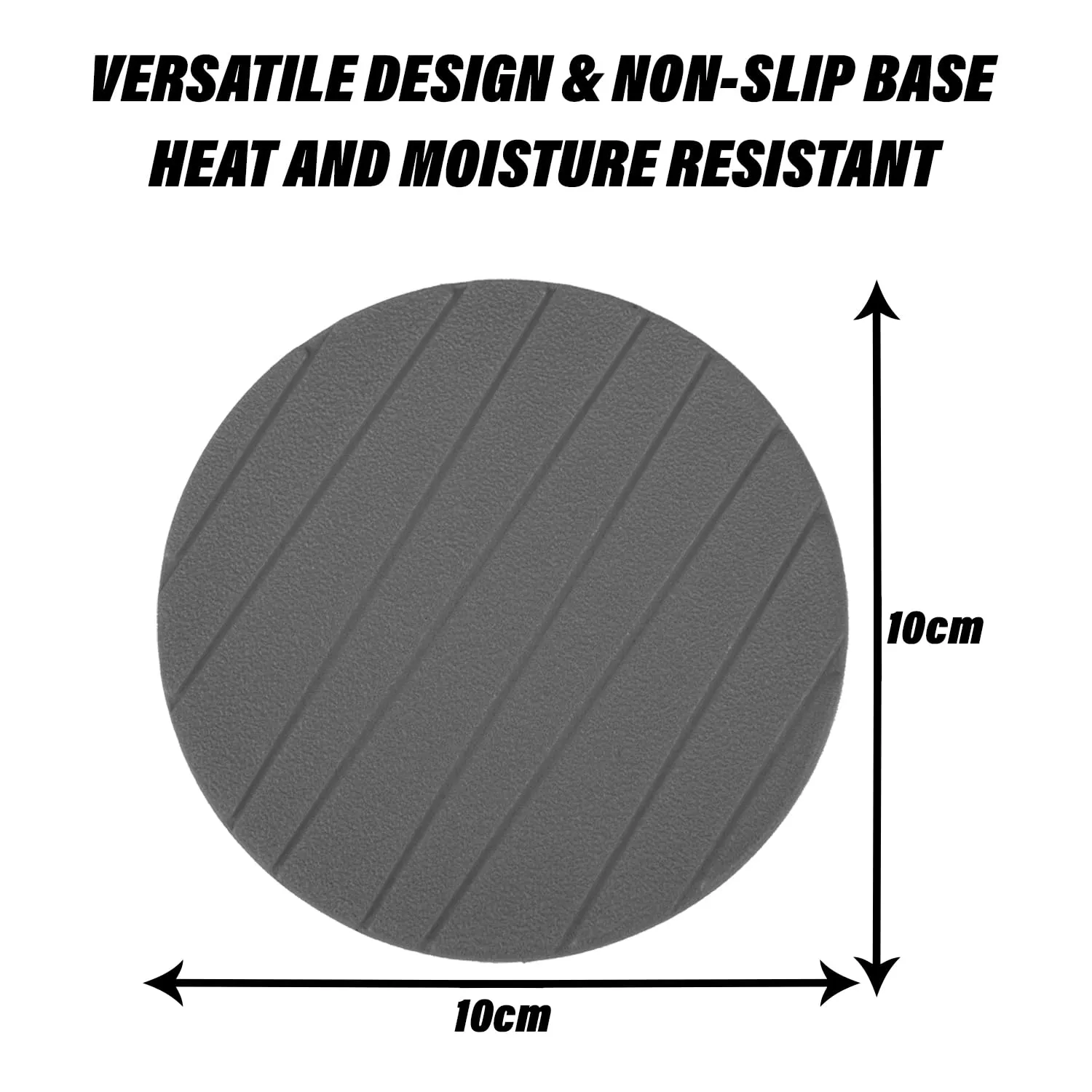 Heart Home Coaster | Round Drink Coasters | Foam Tea Coasters for Kitchen | Coasters for Dining Table | Office Desk Coasters | Lining Round Coaster | 6 Piece Set | Gray