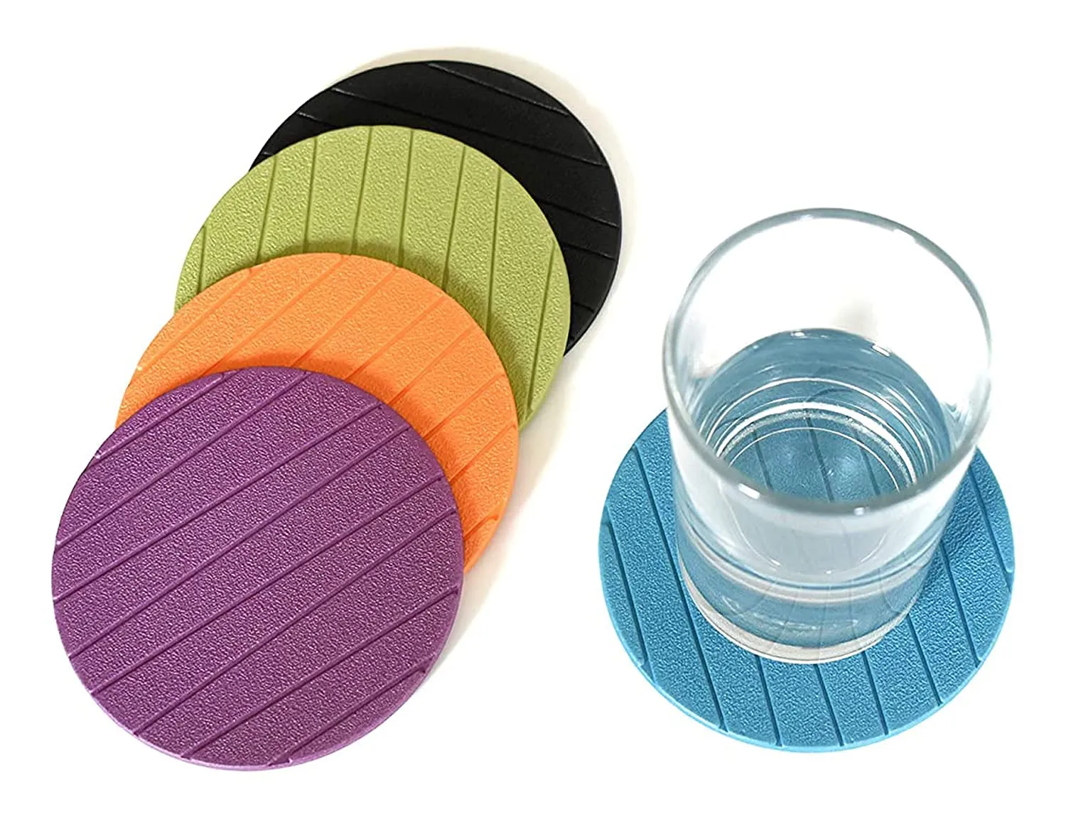 Heart Home Coaster | Round Drink Coasters | Foam Tea Coasters for Kitchen | Coasters for Dining Table | Office Desk Coasters | Lining Round Coaster | 6 Piece Set | Gray
