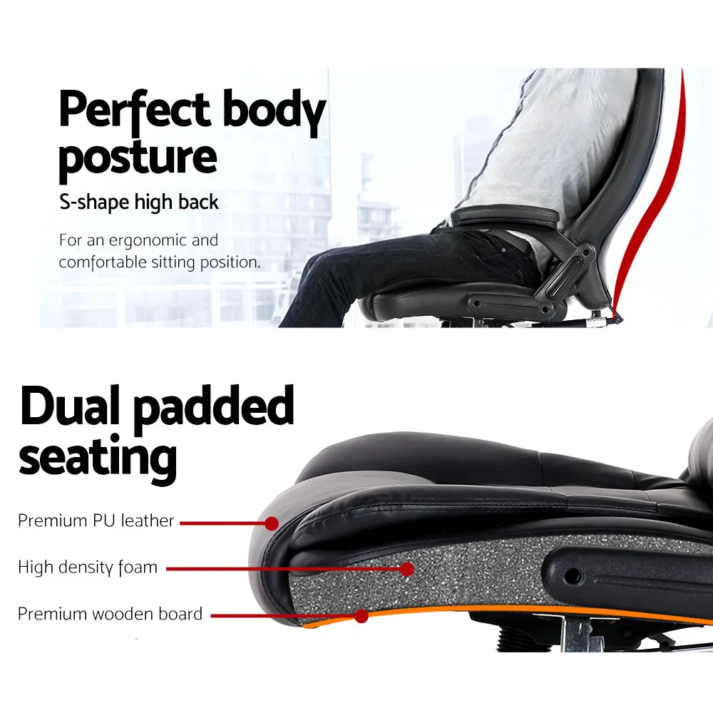 Heated Massage Office Chair, 8-Point, Recliner, Black - Artiss