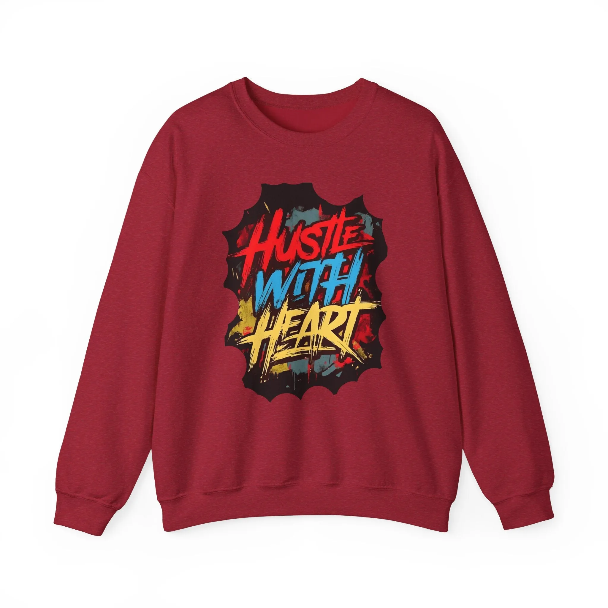 Hustle with Heart Sweatshirt, Motivational Crewneck, Jogging Top, Gift for Entrepreneurs
