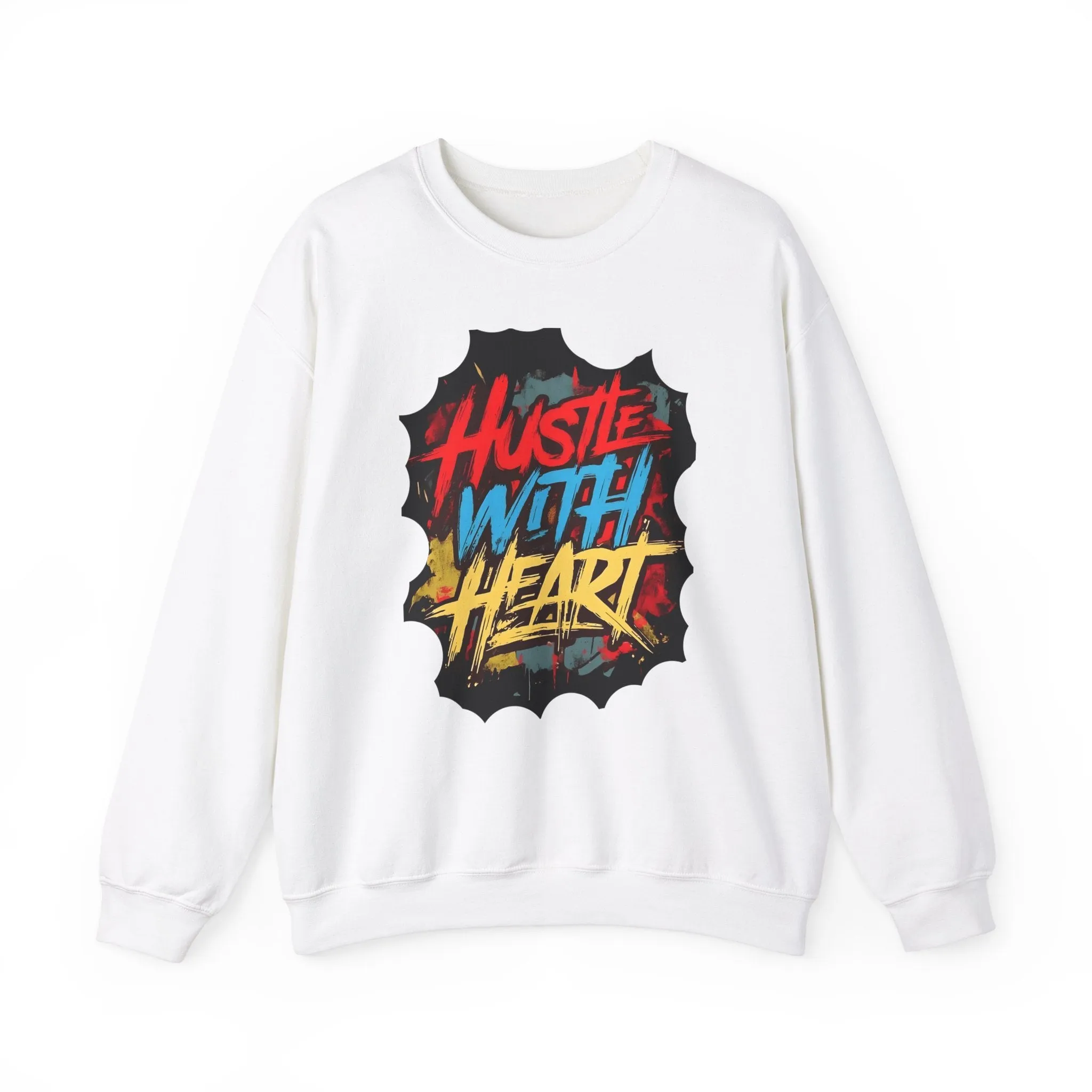 Hustle with Heart Sweatshirt, Motivational Crewneck, Jogging Top, Gift for Entrepreneurs