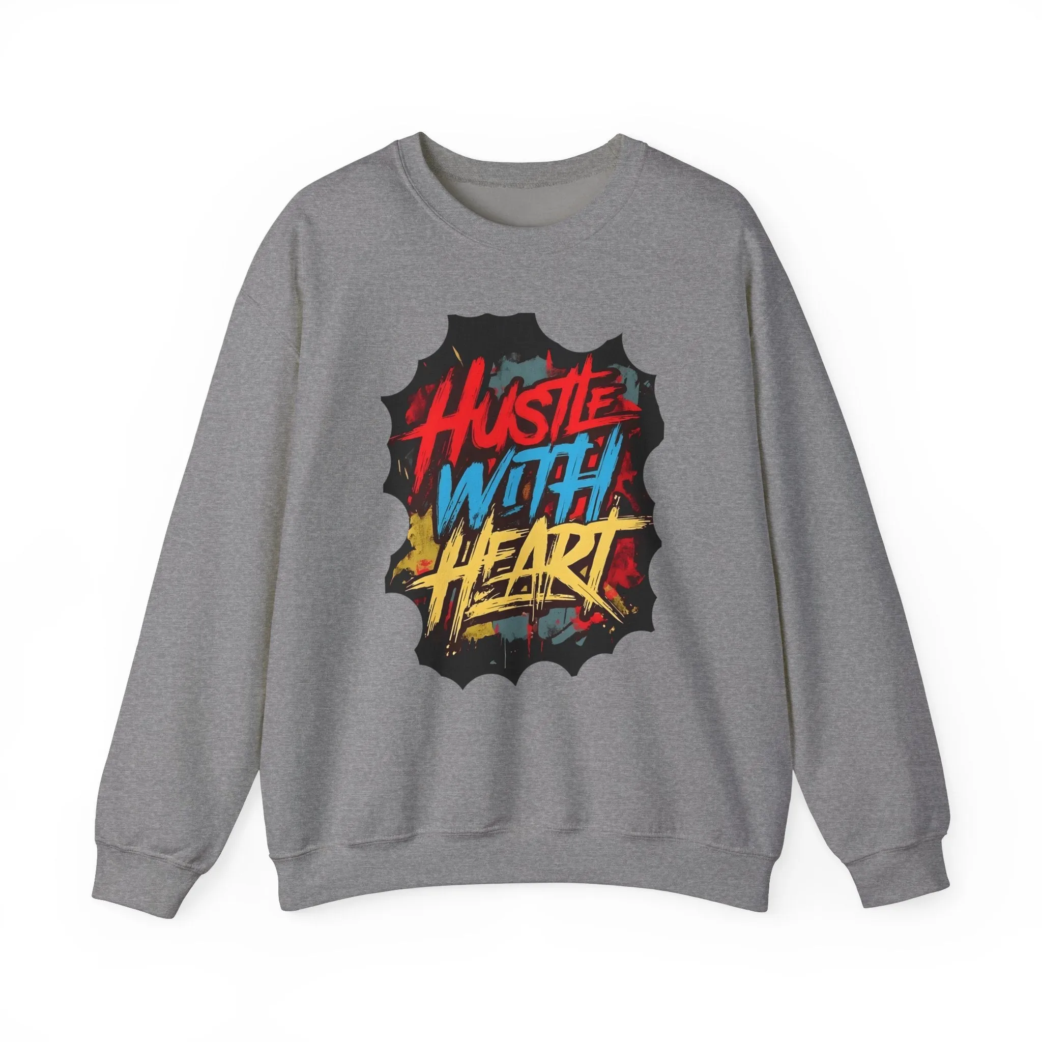 Hustle with Heart Sweatshirt, Motivational Crewneck, Jogging Top, Gift for Entrepreneurs