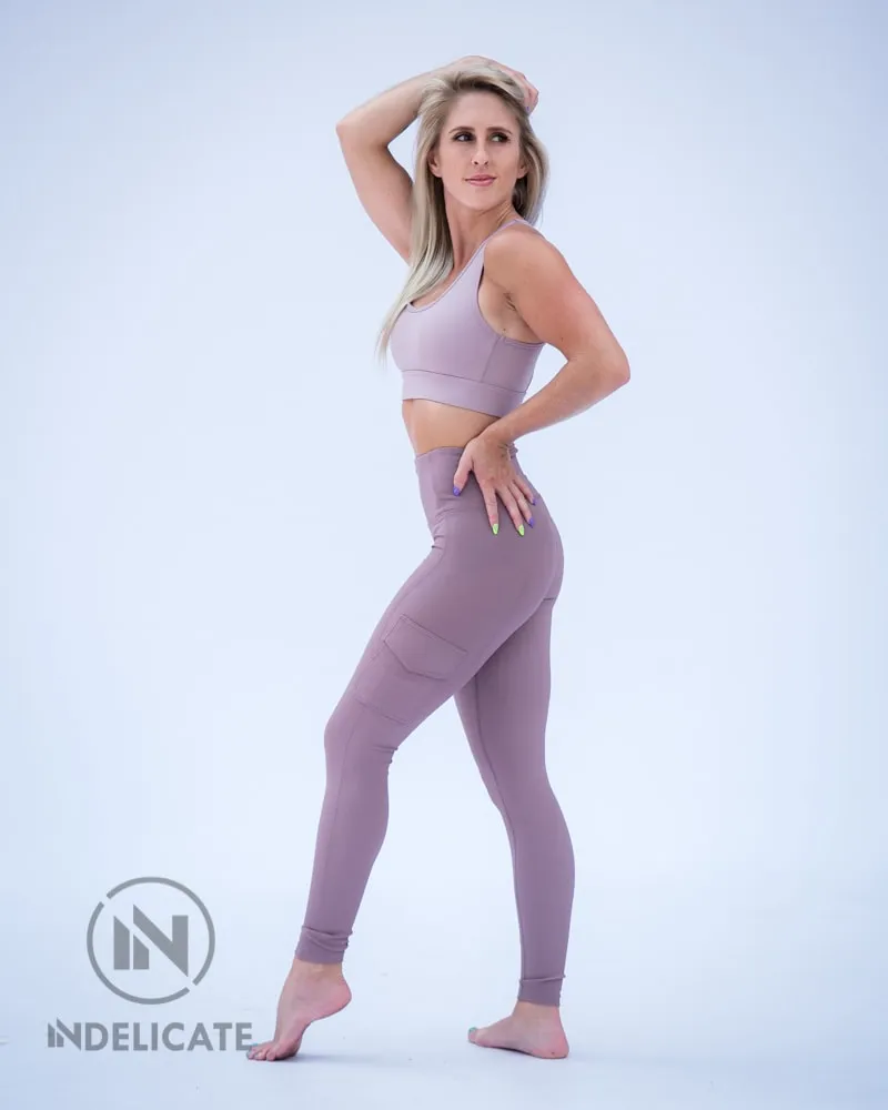 InDelicate - Premium Leggings: Mauve Ribbed Luxe