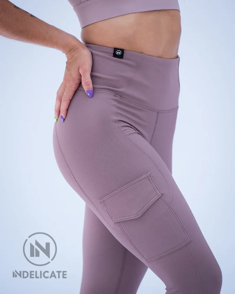 InDelicate - Premium Leggings: Mauve Ribbed Luxe
