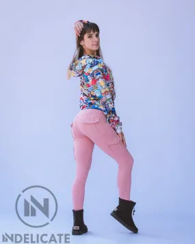 InDelicate - Premium Leggings: Peach Pink Cargo Luxe