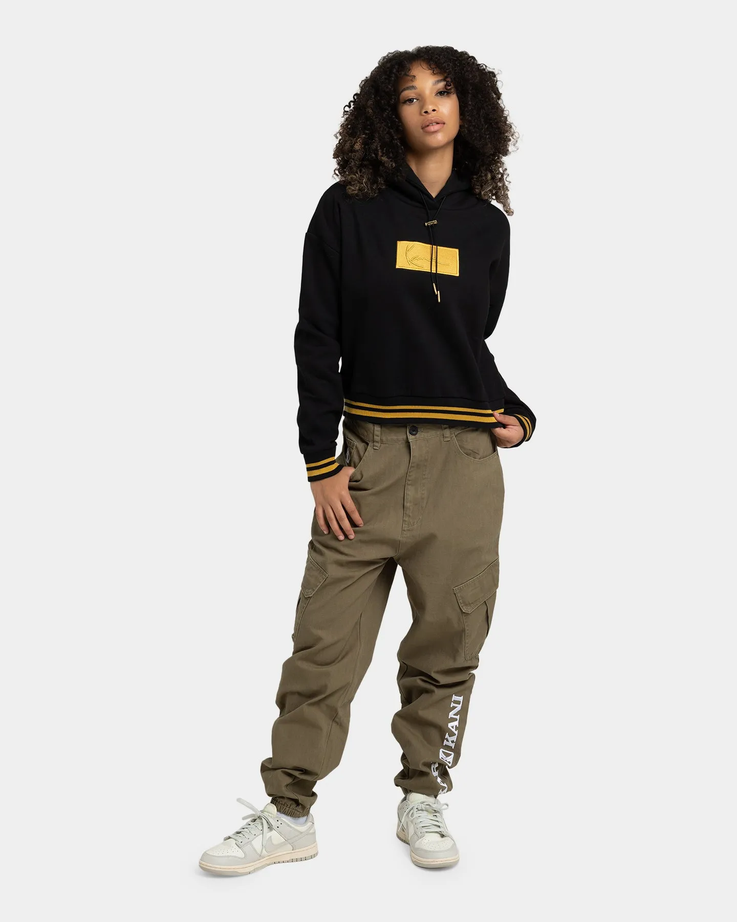 Karl Kani Women's Small Signature Box Hoodie Black
