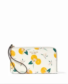 Kate Spade Lucy Orange Toss Printed Medium L-zip Wristlet