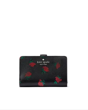 Kate Spade Madison Rose Toss Printed Medium Compact Bifold Wallet