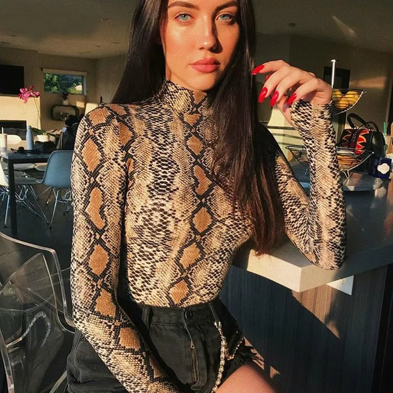 Kendra - Snake Print Turtle Neck Bodysuit
