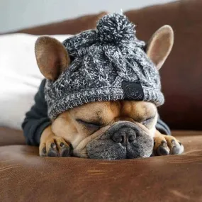 Knitted Dog Hat with Pom Pom