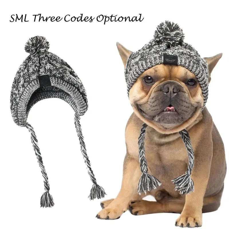 Knitted Dog Hat with Pom Pom