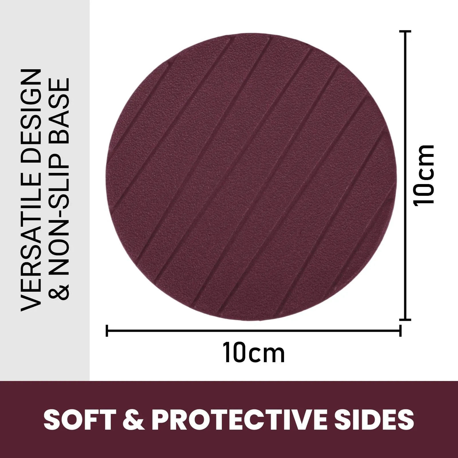 Kuber Industries Coaster | Tea Coasters for office Table | Foam Tea Coasters for Kitchen | Coasters for Dining Table | Office Desk Coasters | Round Lining-Design Coaster | 6 Piece Set | Purple