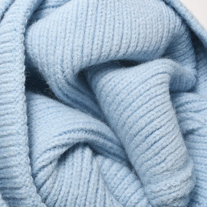 Ladies Solid Color Folder Knit Hat SKAH4216