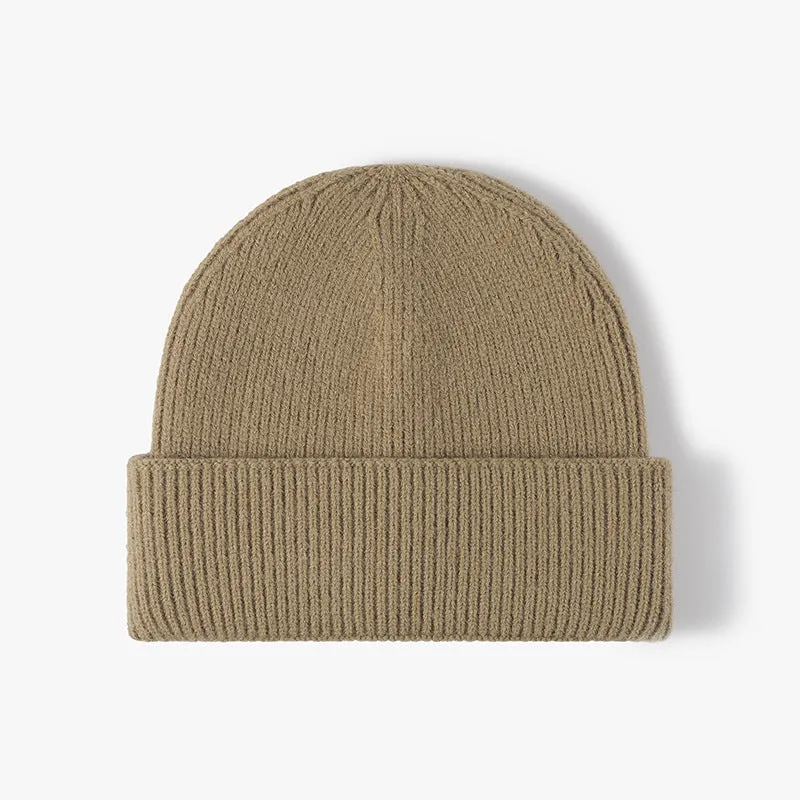 Ladies Solid Color Folder Knit Hat SKAH4216