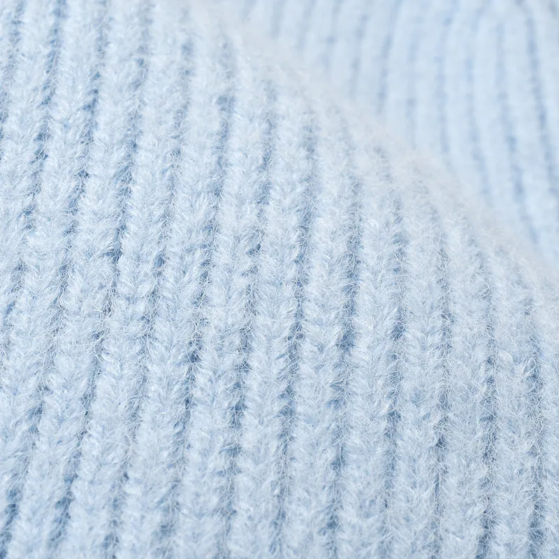 Ladies Solid Color Folder Knit Hat SKAH4216