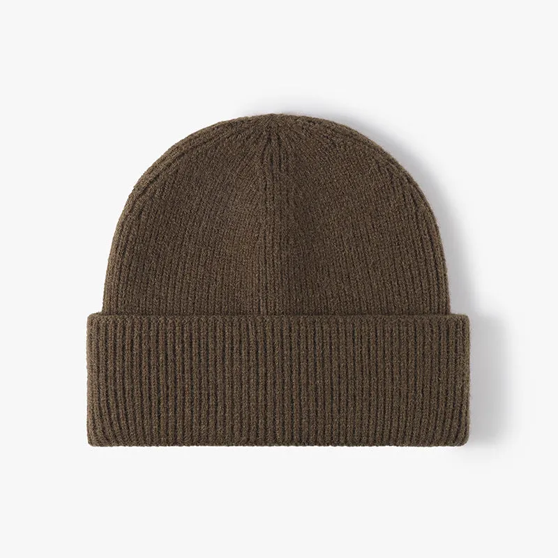 Ladies Solid Color Folder Knit Hat SKAH4216