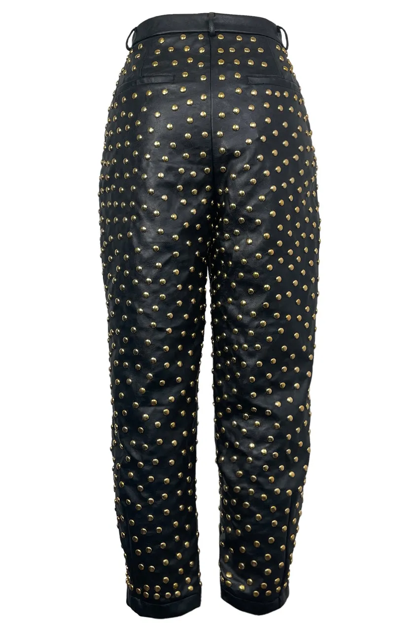 LEATHER STUD PANTS GOLD