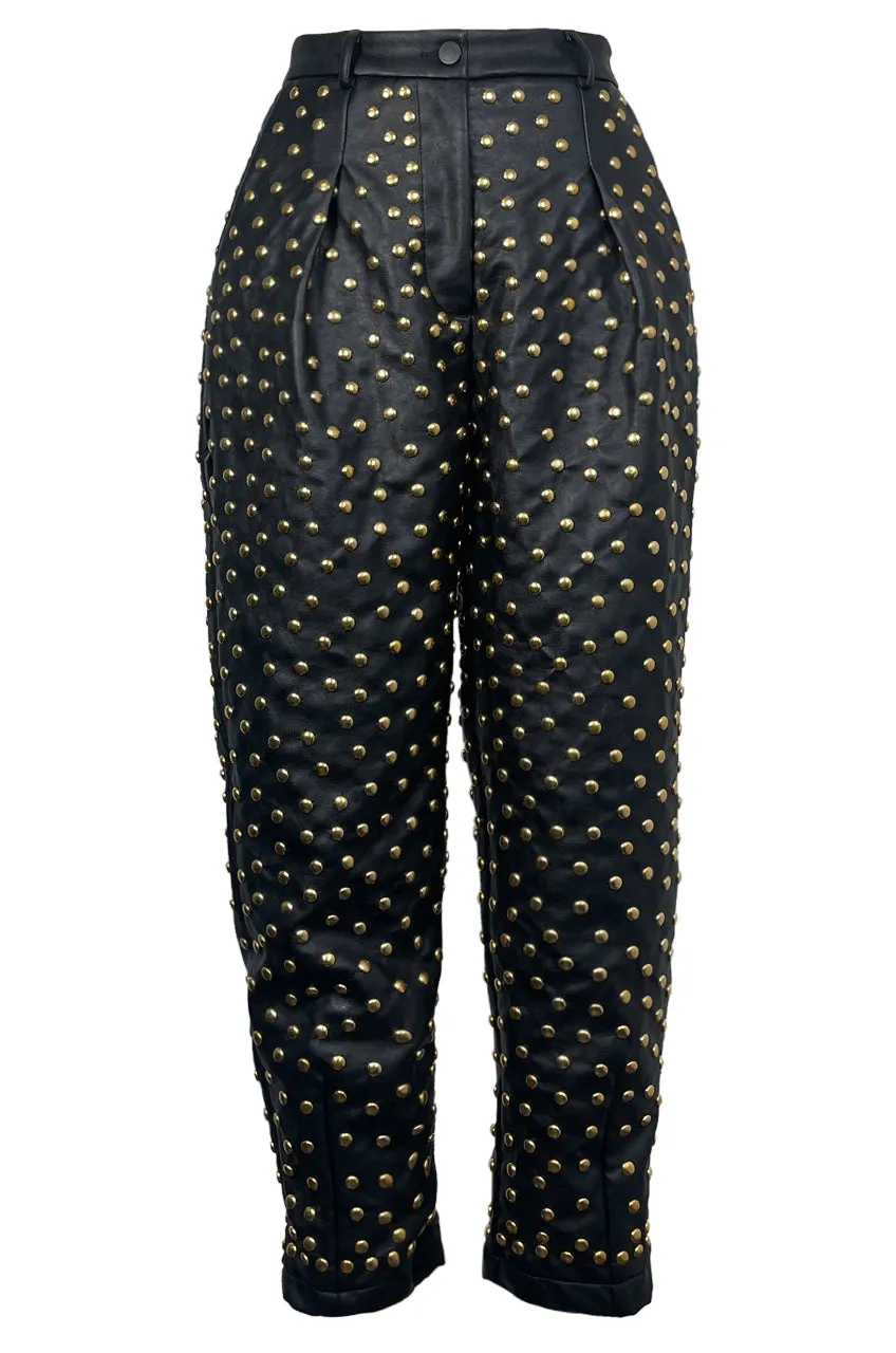 LEATHER STUD PANTS GOLD