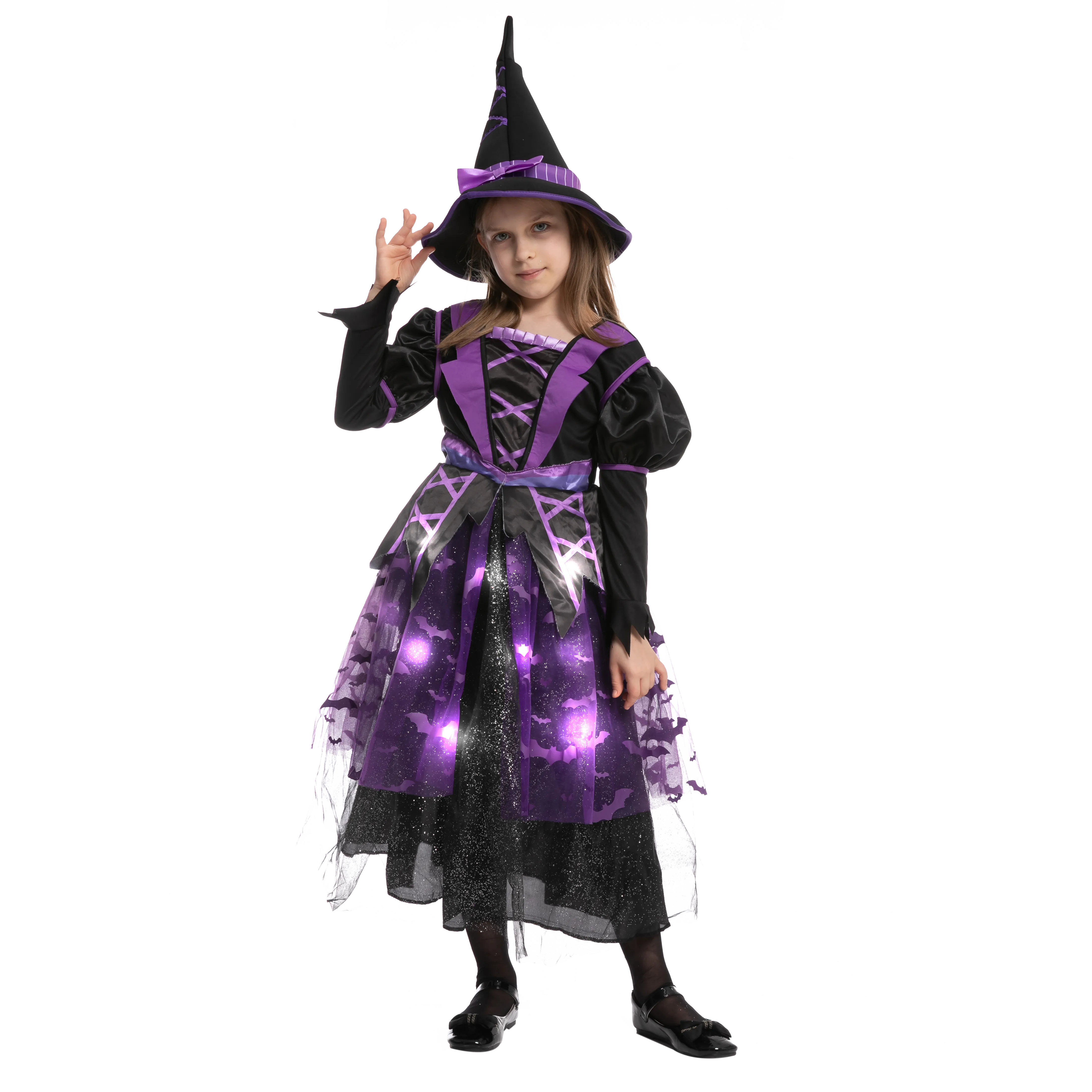LED Light up Witch Costume  For Role Play Cosplay- Child