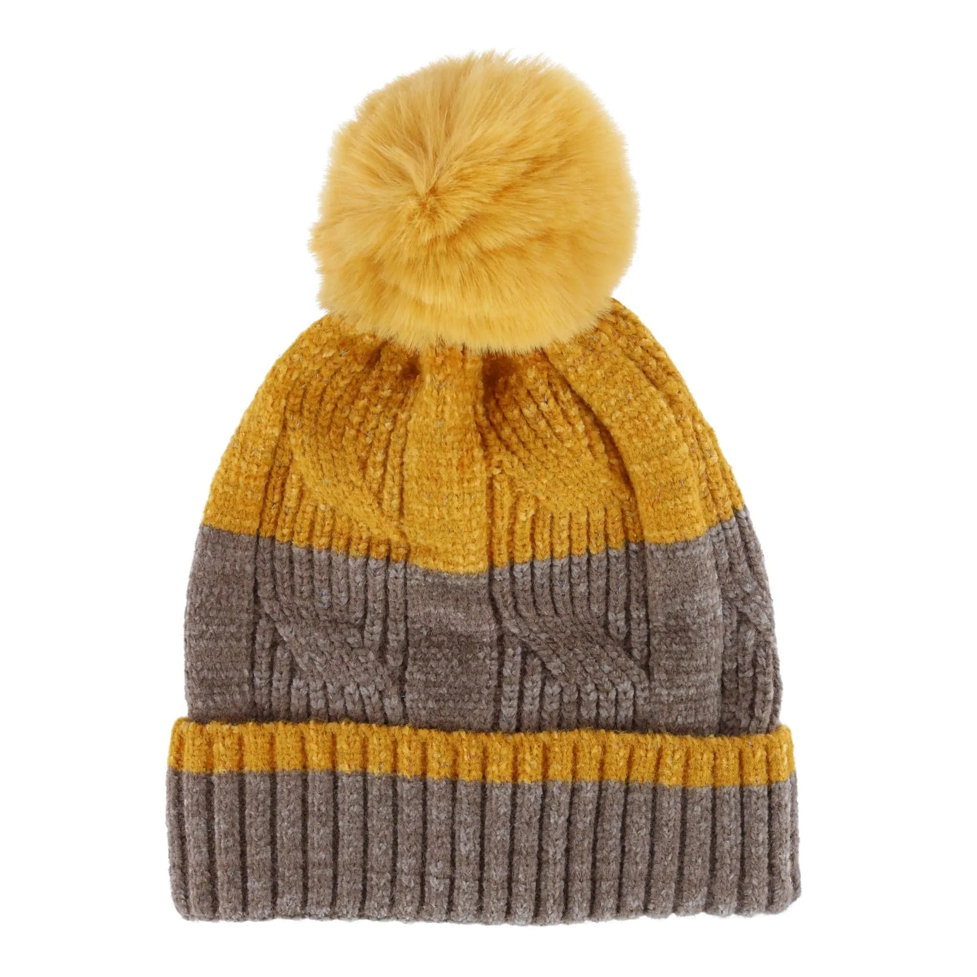 Love of Fashion Women's Lurex Two-Tone Winter Beanie Hat with Pom