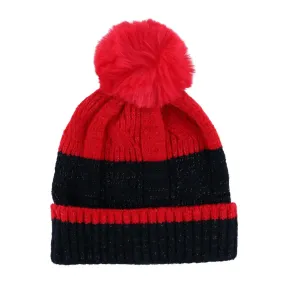 Love of Fashion Women's Lurex Two-Tone Winter Beanie Hat with Pom