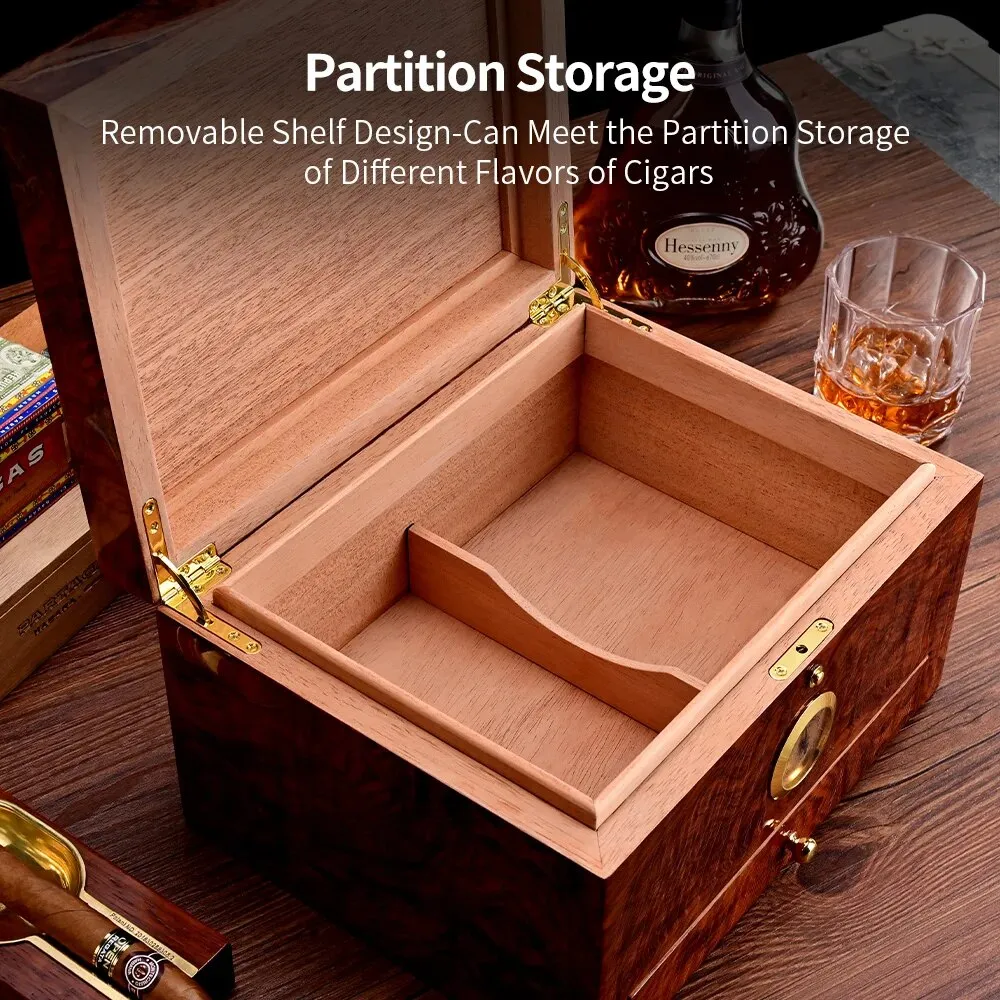 Luxury Cigar Humidor 2 Layers Spanish Cedar Wood Cigar Box With Hygrometer Moisturizing Cabinet Fit 50 PCS