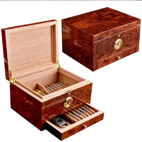 Luxury Cigar Humidor 2 Layers Spanish Cedar Wood Cigar Box With Hygrometer Moisturizing Cabinet Fit 50 PCS