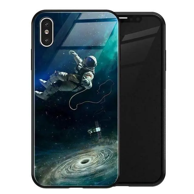 Luxury Space Silicone Glass Anti Slip Iphone Cases
