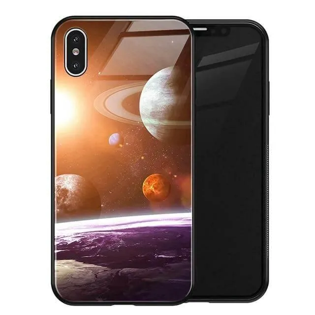 Luxury Space Silicone Glass Anti Slip Iphone Cases