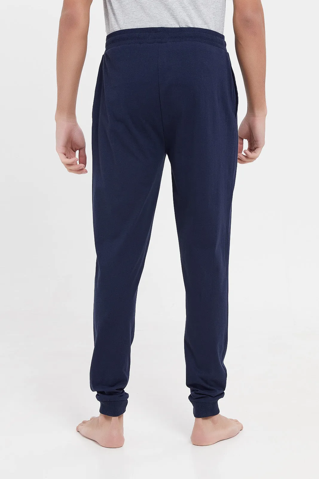Men Navy Cuffed Pyjama Pants