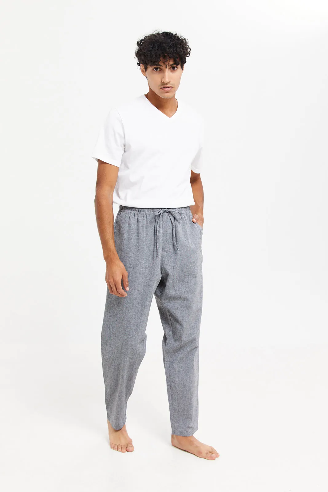Men Navy Plain Pyjama Bottom