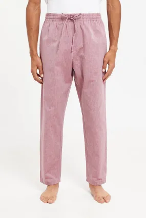 Men Red Plain Pyjama Bottom