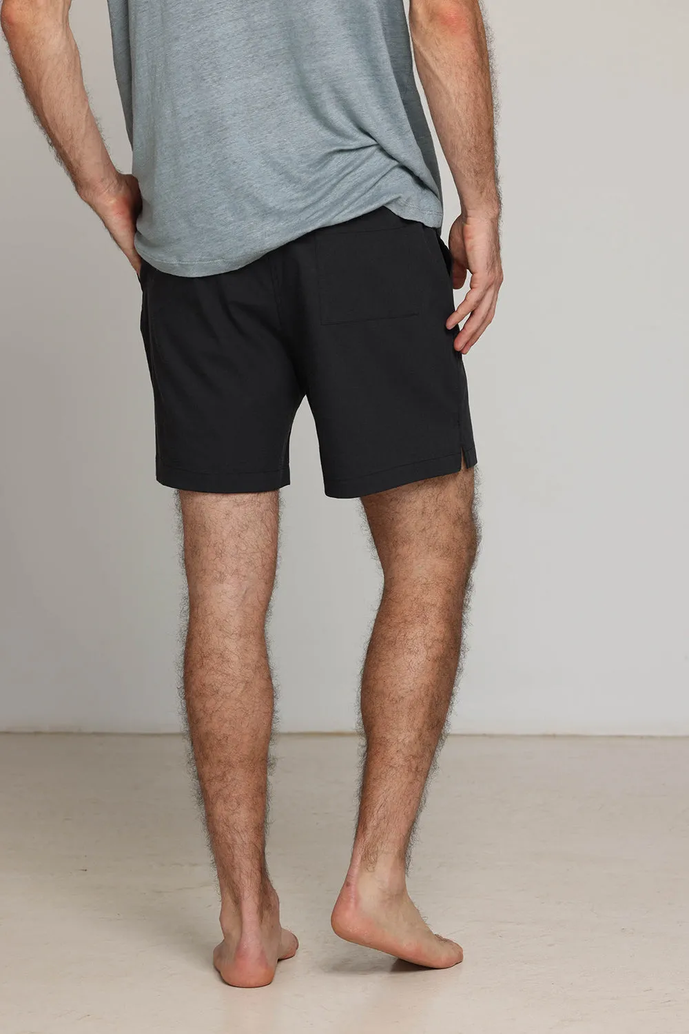 Men Short Linen Pants Black