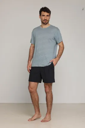 Men Short Linen Pants Black