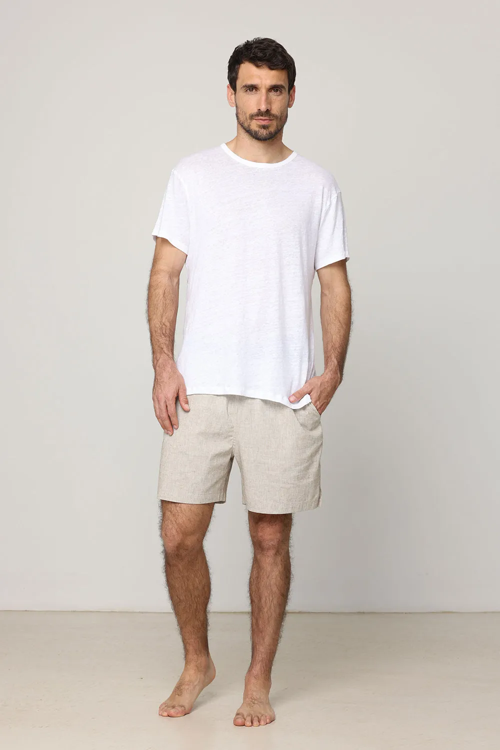Men Short Linen Pants Natural