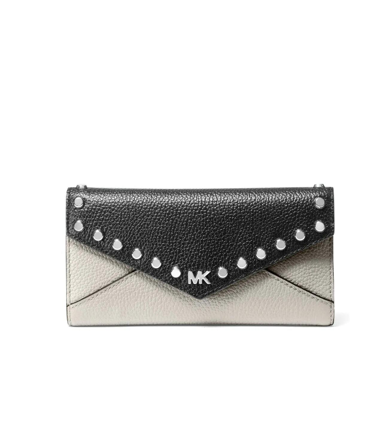 Michael Kors Women's Black & Pearl Grey Mott Large Slim Envelope Trifold