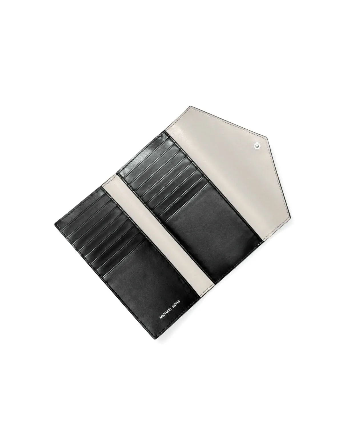 Michael Kors Women's Black & Pearl Grey Mott Large Slim Envelope Trifold