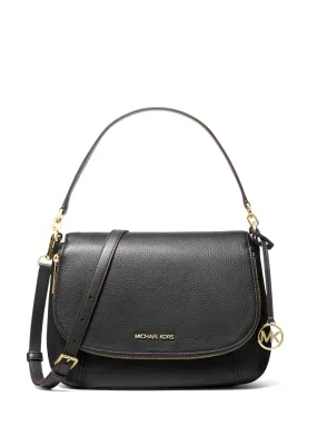 Michael Kors Women's Black Bedford Medium Pebbled Leather Convertible Flap Shoulder Bag