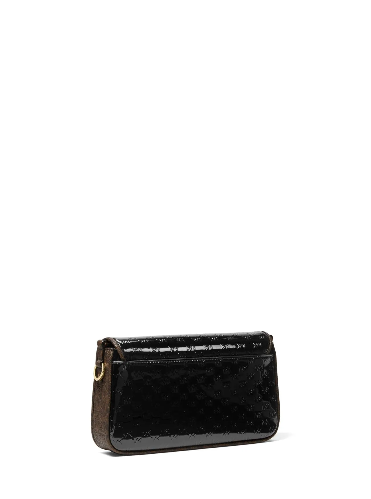 Michael Kors Women's Black Bradshaw Small Logo Embossed Patent Leather Convertible Shoulder Bag