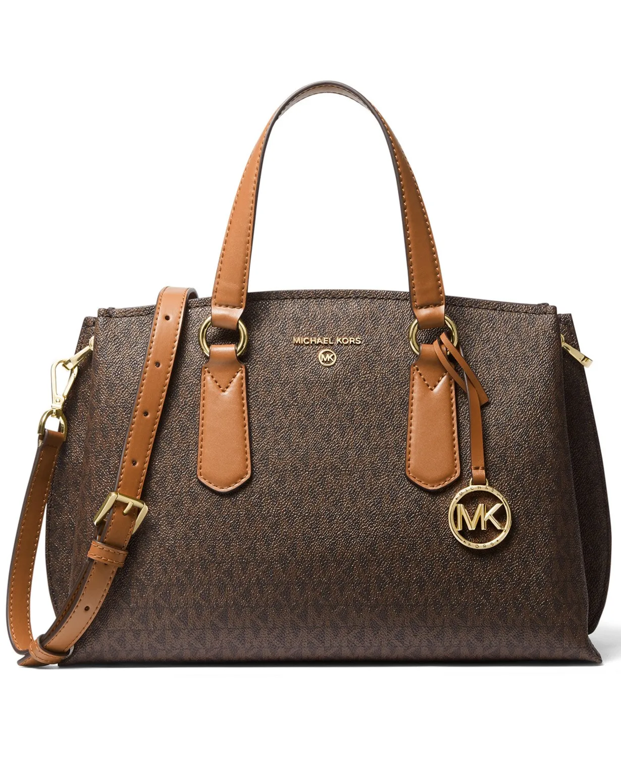 Michael Kors Women's Brown & Acorn Emma Medium Signature Satchel