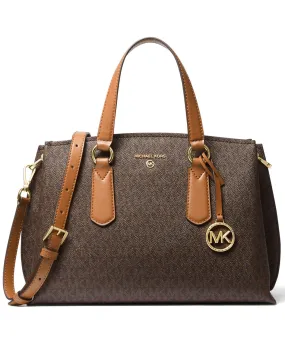 Michael Kors Women's Brown & Acorn Emma Medium Signature Satchel