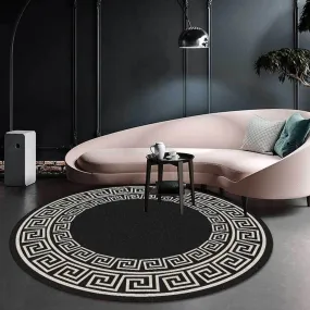 Modern Black and White Double Layer Luxury medusa Style Non-Slip Round Rug Carpet
