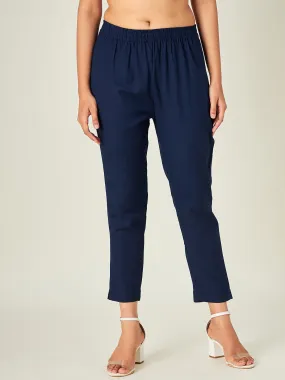 Navy Blue Tapered Pants