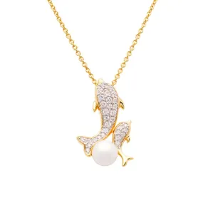 Ocean 14kt Gold Vermeil CZ Dolphin Necklace
