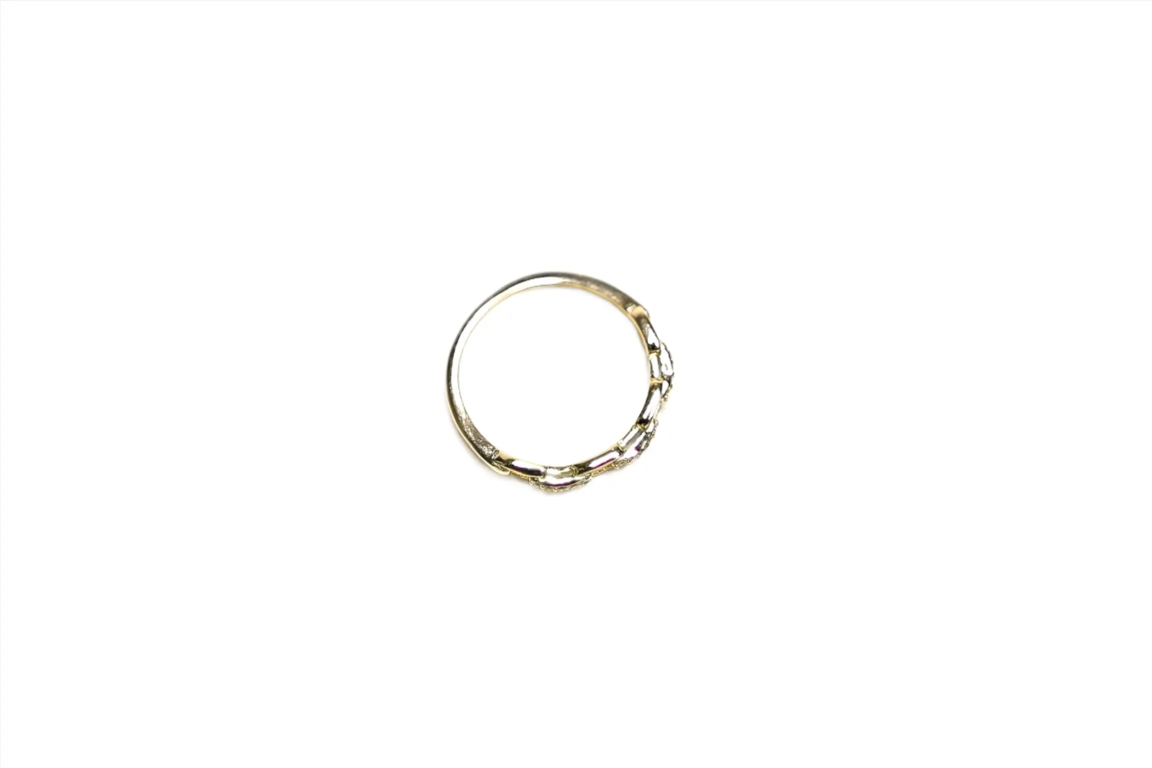 Petite Pave Paperclip Vermeil Ring
