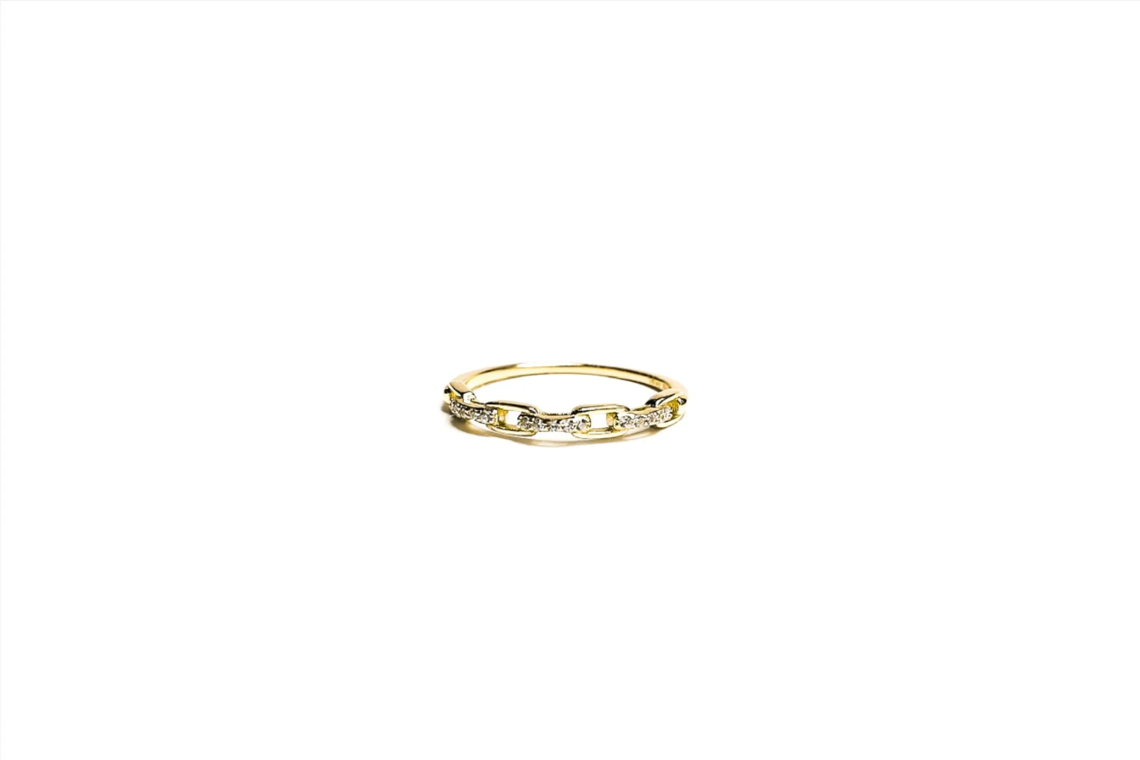 Petite Pave Paperclip Vermeil Ring